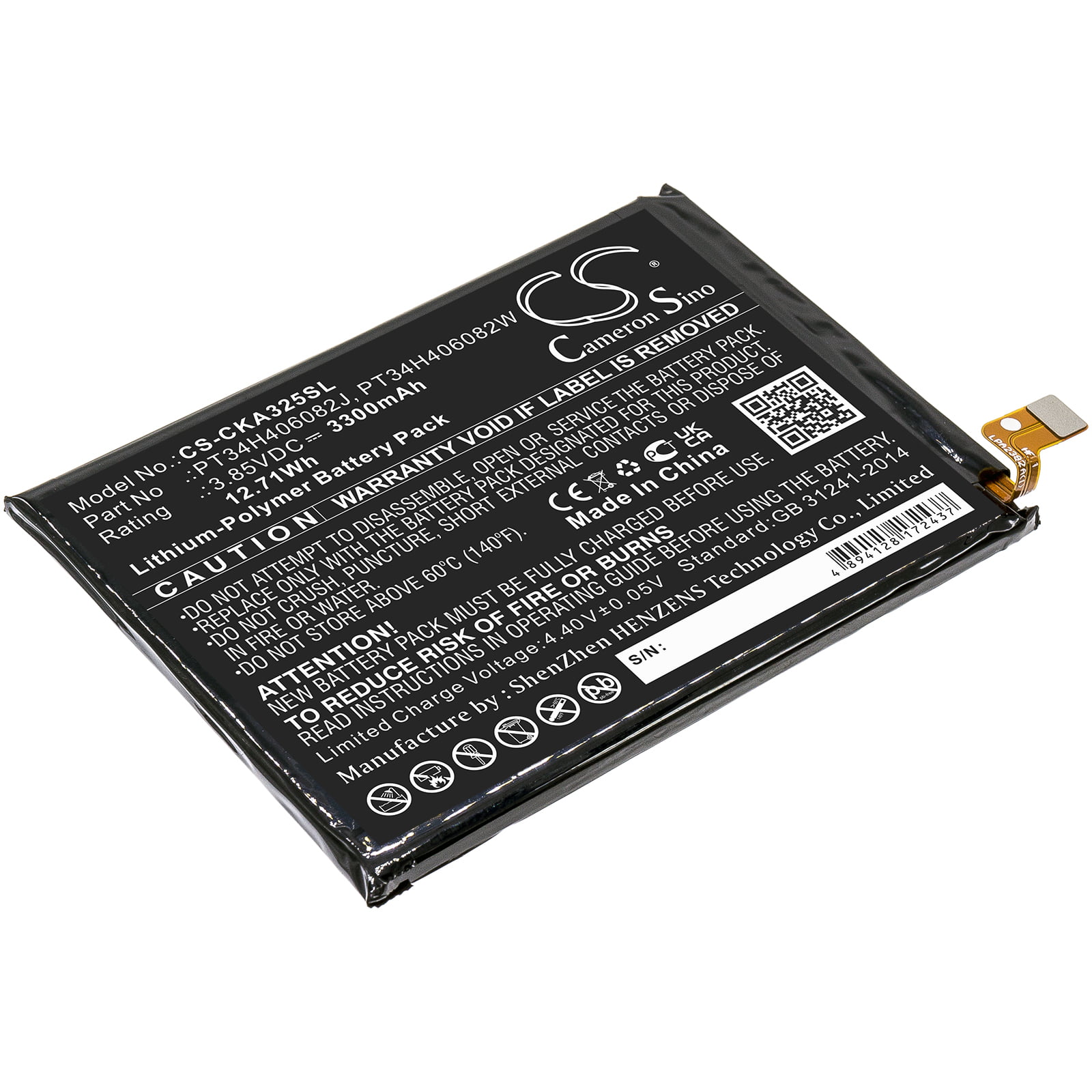 BLU B140DL View 3 Replacement Battery 3.85V 3300mAh