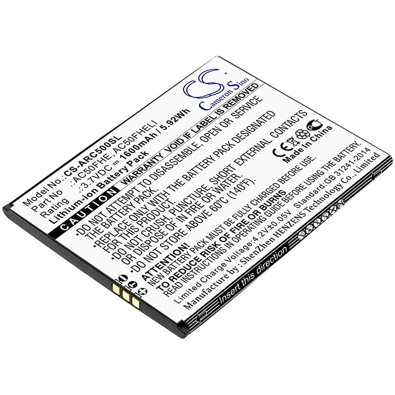 Archos 50F Helium Lite GX395872 Replacement Battery 1600mAh