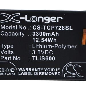 Alcatel One Touch Flash Plus OT-7054 TCL 3N Replacement Battery 3.8V 3300mAh
