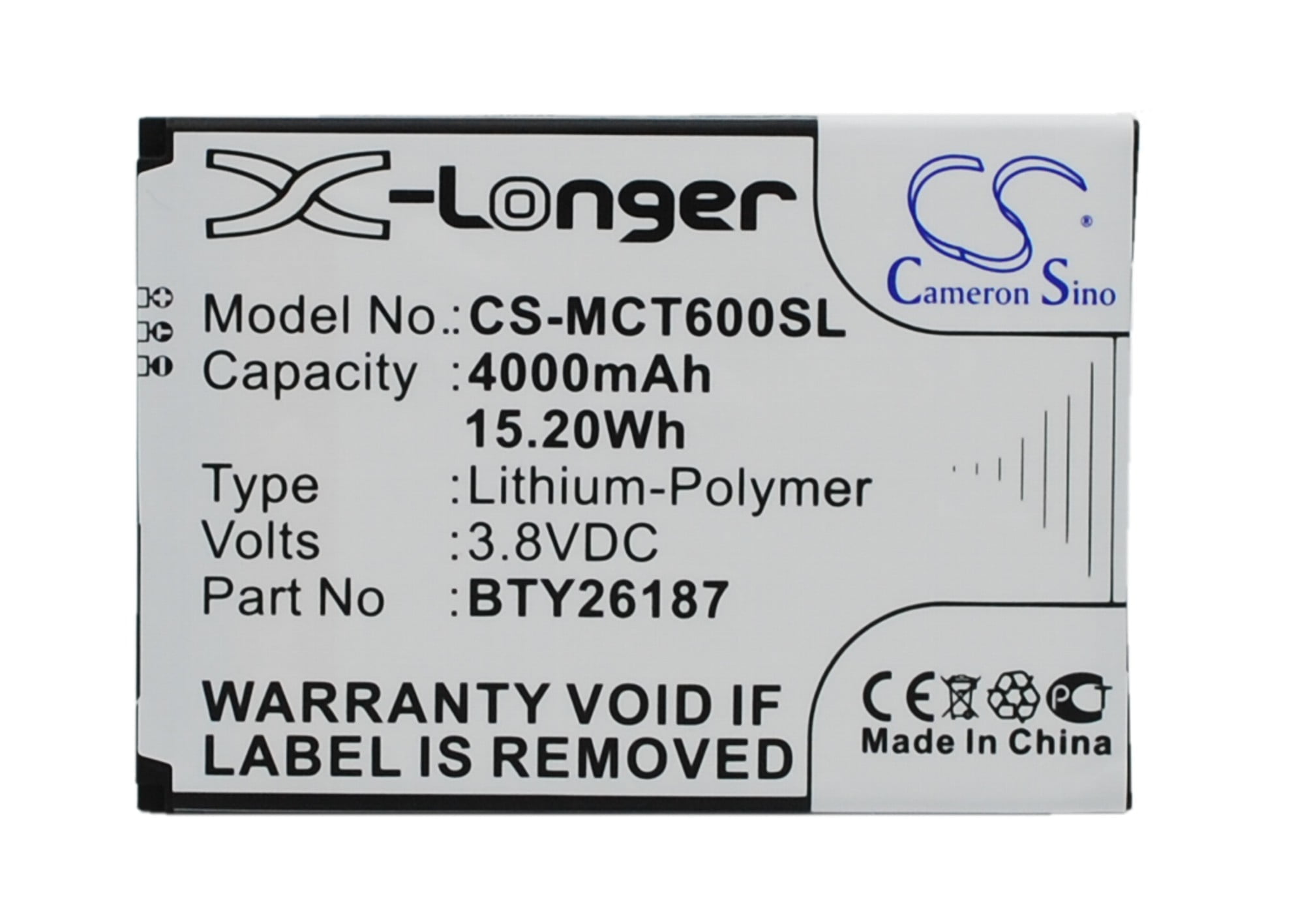 Mobistel Cynus T6 BTY26187 Replacement Battery 3.8V 4000mAh