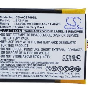 BAT-P10 Acer Liquid E700 Compatible Battery 3.8V 3000mAh