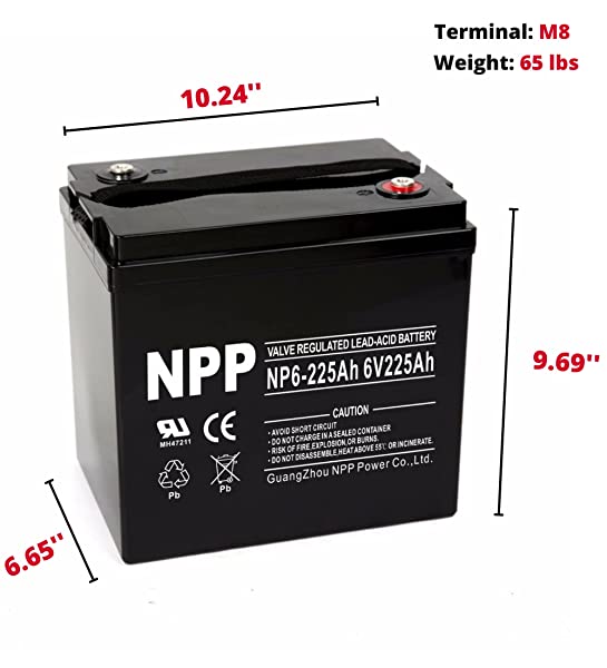 NPP-NP6-225Ah-T16-4Pcs-6V-225Ah-Deep-Cycle-SLA-AGM-Battery-Perfect-for-Golf-Cart-Solar-System-Trolling-Motor-RV-B08HVWK74F-2