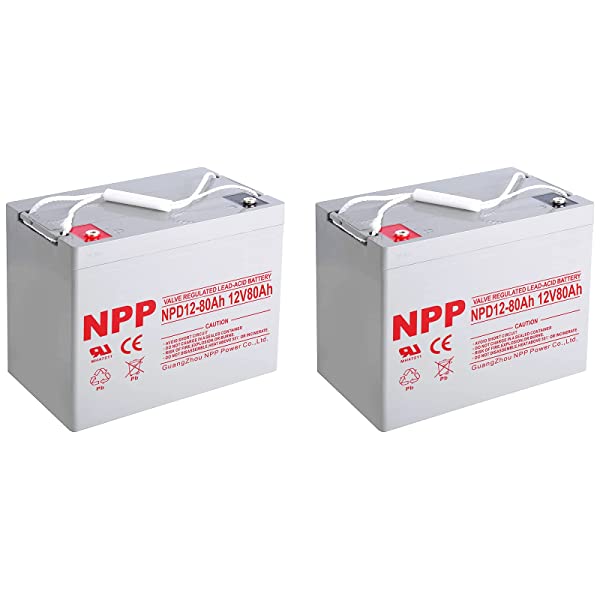 NPP NPD12V 80Ah(2 Pcs 12V 80Ah Group 24 AGM Deep Cycle Sealed Lead Acid Rechargeable Battery for Backup Sump Pump, Trolling Motor, Solar System, Mobility Wheelchair, General Use