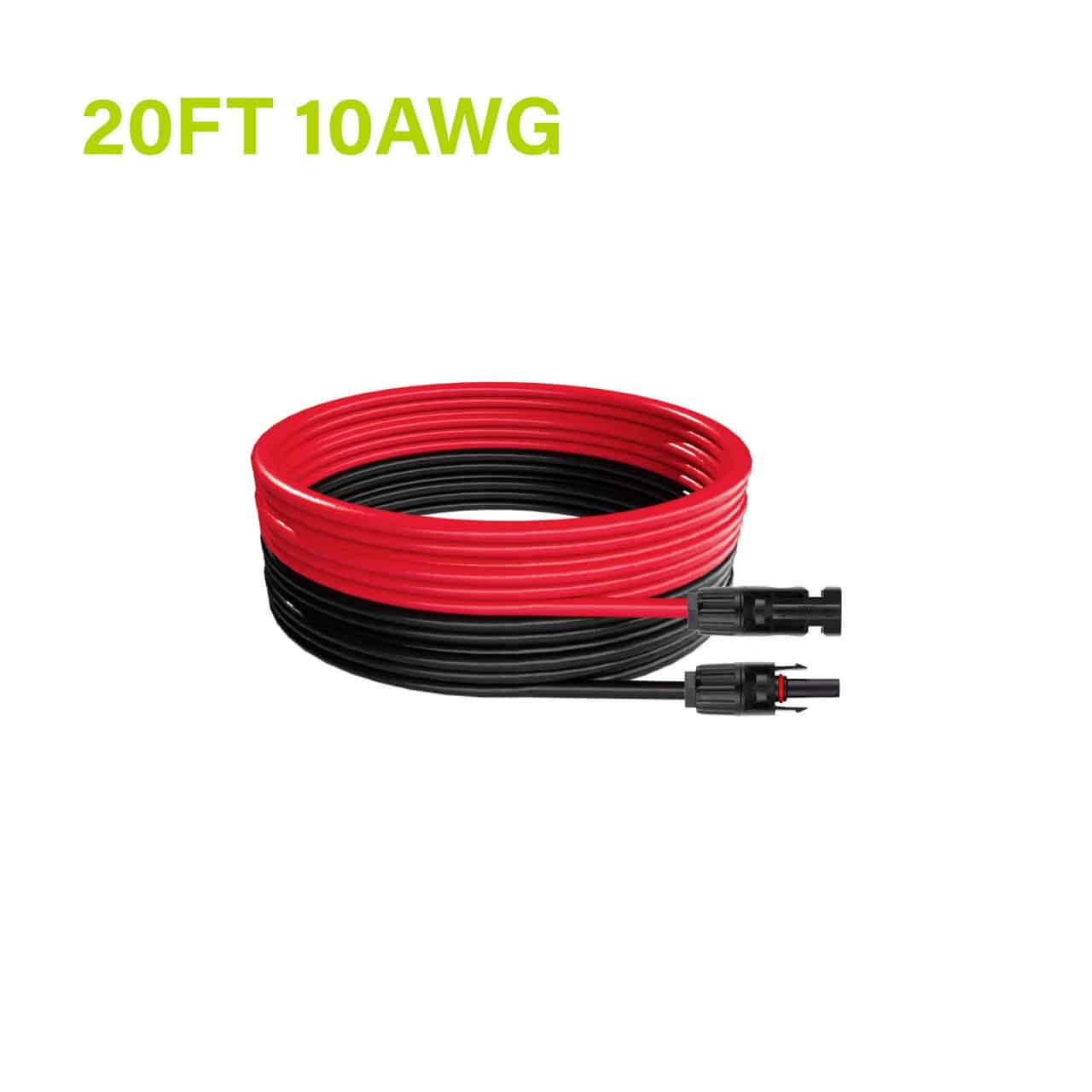 20FT 10 AWG Extension Cable MC4 RED/BLK