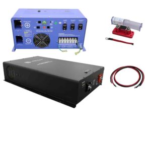 Off Grid / Back Up 6000 Watt Pure Sine Inverter Charger 120V & 24V Lithium Battery Kit