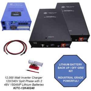 Off Grid / Back Up 12000 Watt Pure Sine Inverter Charger 120V / 240V & 48V Lithium Battery Kit
