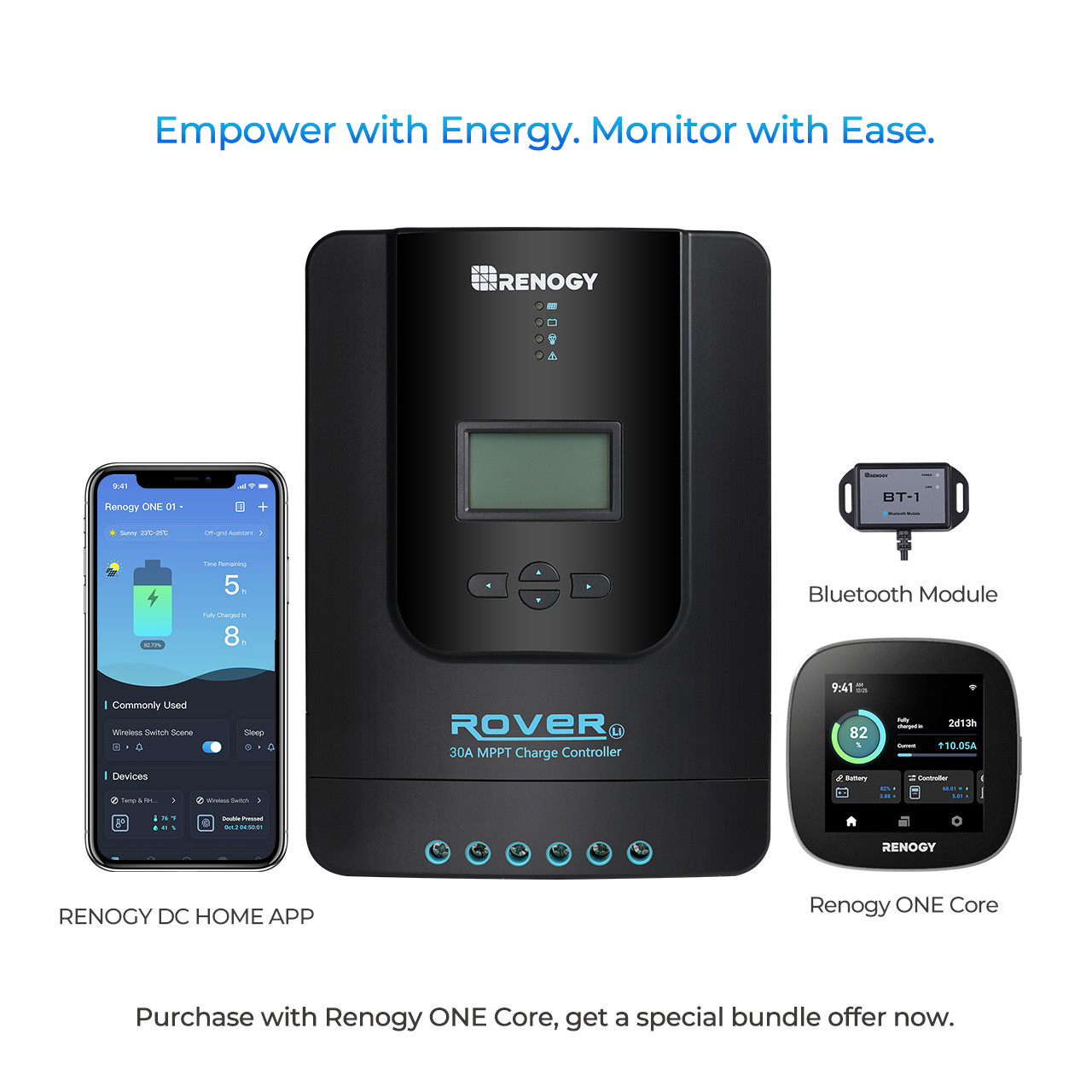 Rover Li 30 Amp MPPT Solar Charge Controller w/ Renogy ONE Core