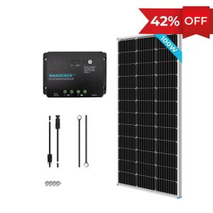 100W 12V Monocrystalline Solar Starter Kit w/Wanderer 30A Charge Controller