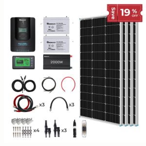 400W 12 Volt Complete Solar Kit with Two 100Ah Deep-Cycle AGM/LiFePO4 Batteries
