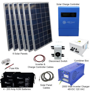 Solar Kit 1980 W Solar | 2000 W Pure Sine Inverter Charger 48VDC | 200 A Batteries