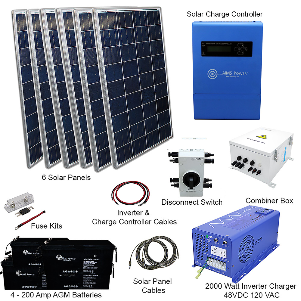 Solar Kit 1980 W Solar | 2000 W Pure Sine Inverter Charger 48VDC | 200 A Batteries