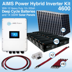 KIT Hybrid Inverter Charger, Battery Bank & Solar Panels 4.6 kW Inverter Output | 200 Amp Stored Battery Power | 4620 Watt Solar Panels