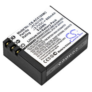 ACTIVEON CX BATTERY ACA01RB Replacement Battery 3.7V 600mAh
