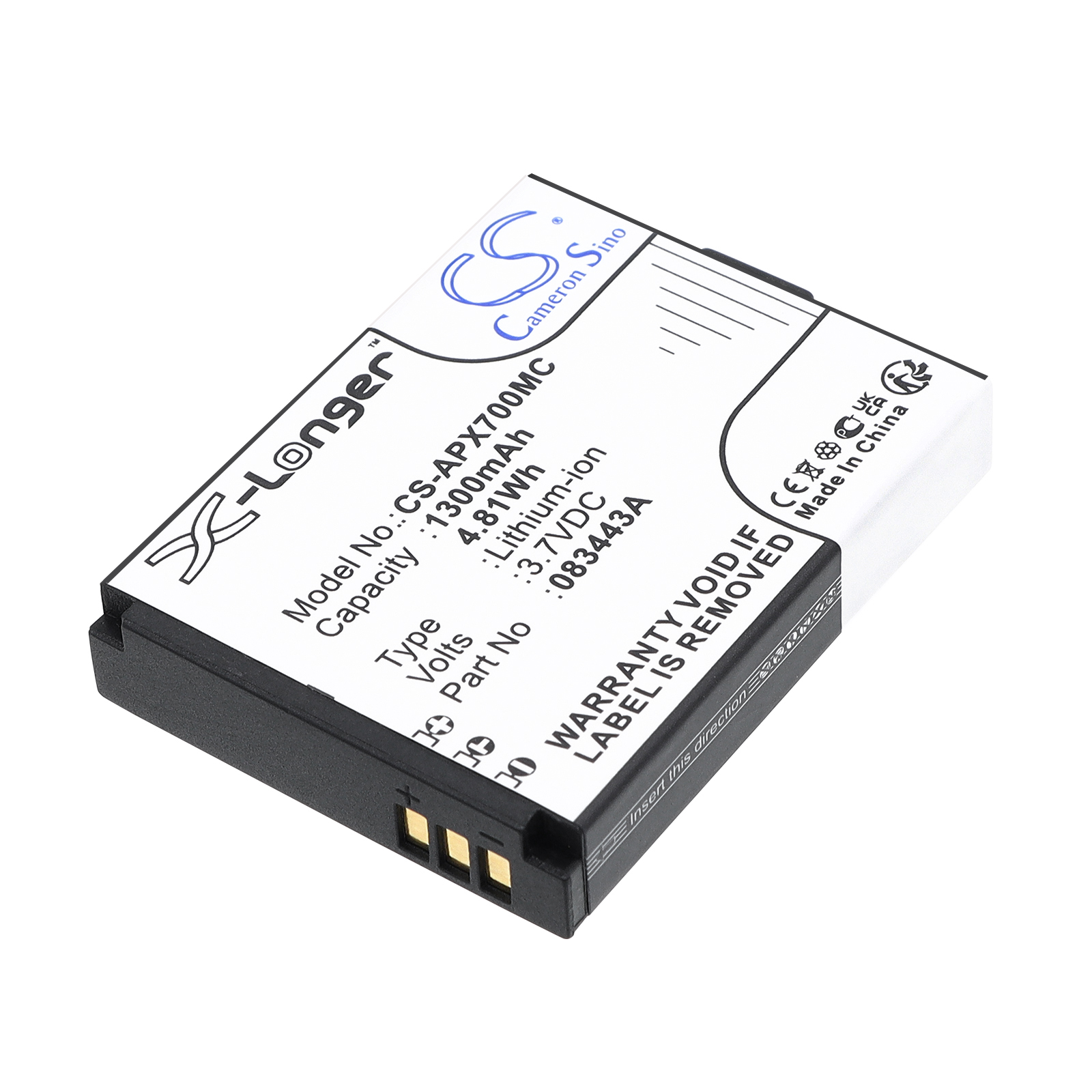 Actionpro ISAW A1 ISAW A2 Ace ISAW A3 X7 083443A Replacement Battery 1300mAh