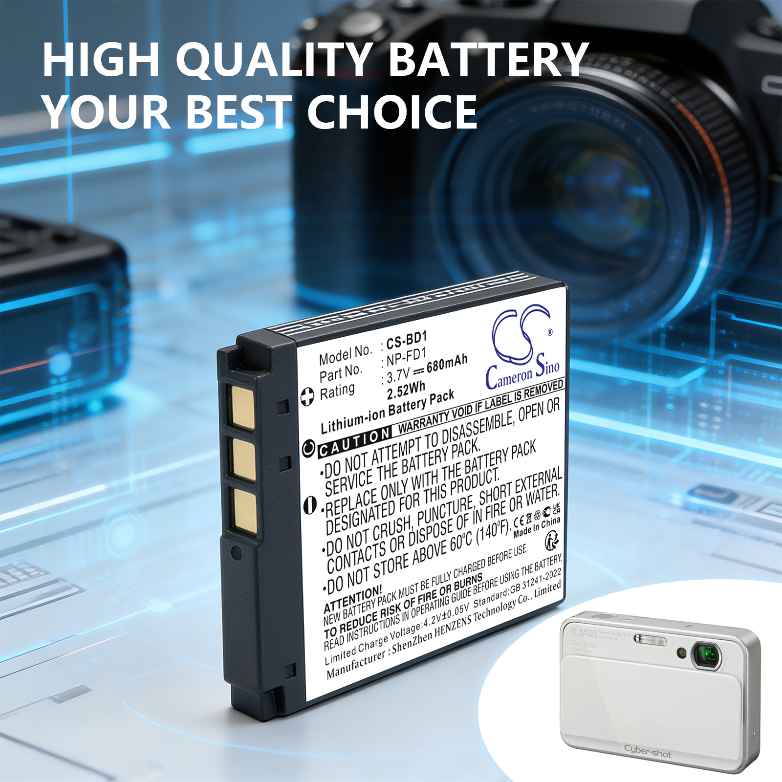 Sony NP-BD1 Cyber-shot Series Replacement Battery 680mAh