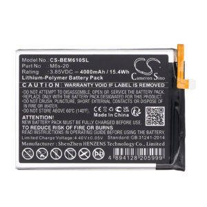Replaces battery for Bea-fon M6s, M6s Premium, Li-Polymer 4000mAh