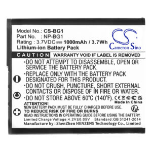 Sony NP-BG1 Cyber-Shot Series Replacement Battery 1000mAh