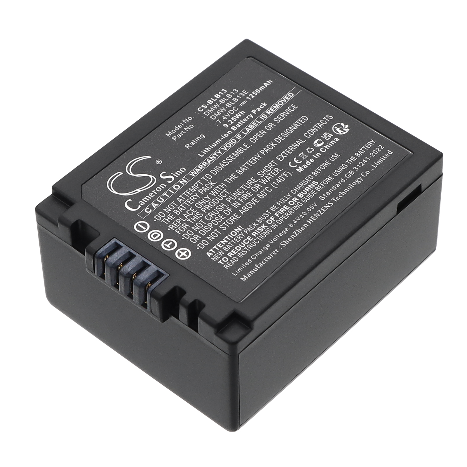 DMW-BLB13E Panasonic Replacement Battery 7.4V 1250mAh