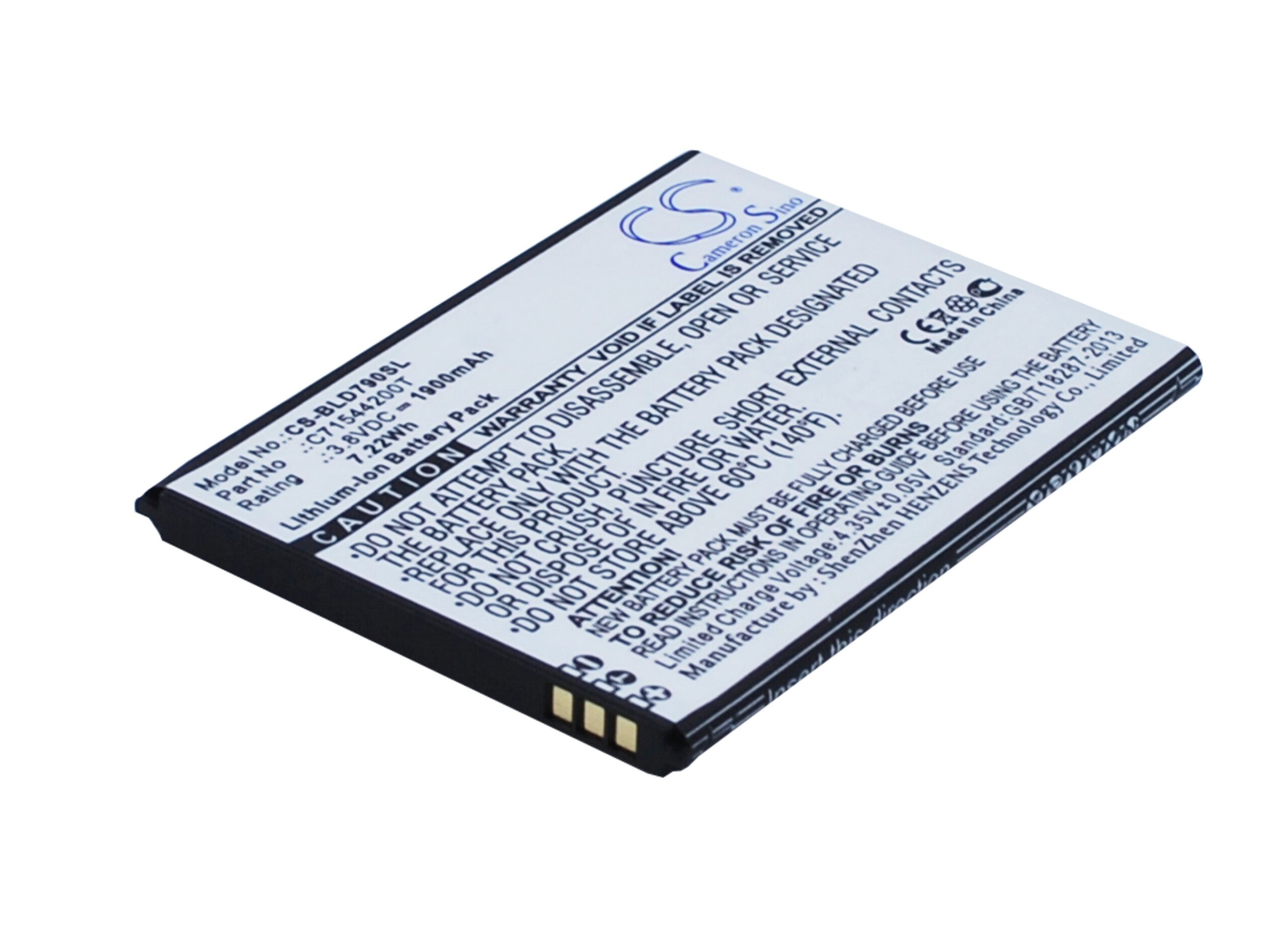 BLU D790 Studio G Replacement Battery 3.8V 1900mAh