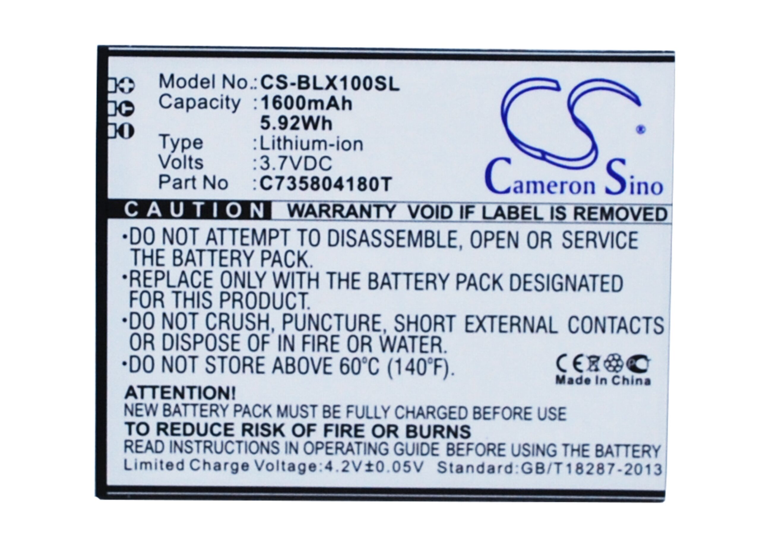 BLU L100 L102A Life Play Replacement Battery 3.7V 1600mAh