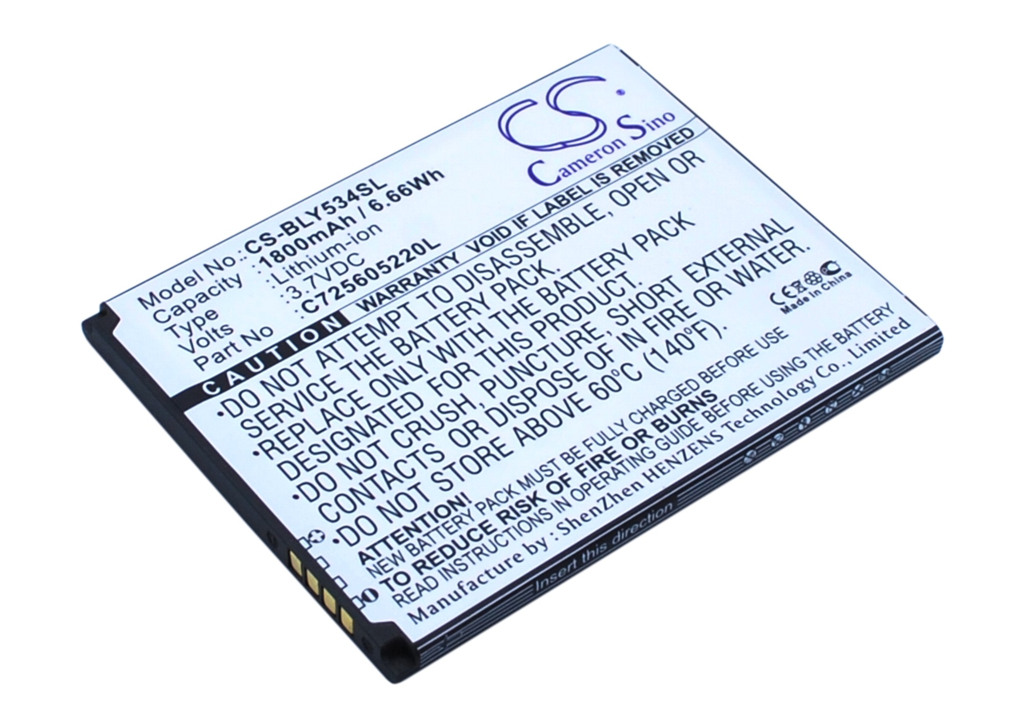 BLU Studio 5.0 HD Y534Q Replacement Battery 3.7V 1800mAh