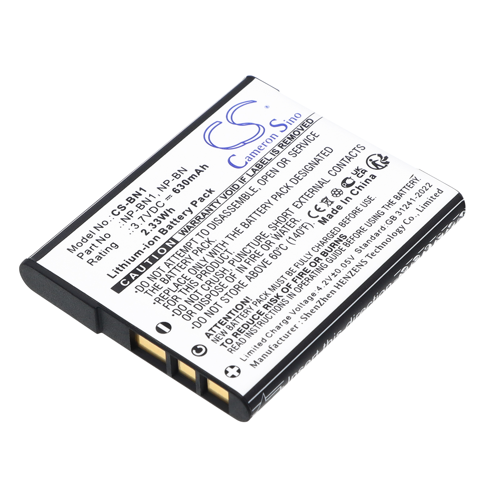 SONY NP-BN1 BATTERY Replacement Battery 3.7V 630mAh