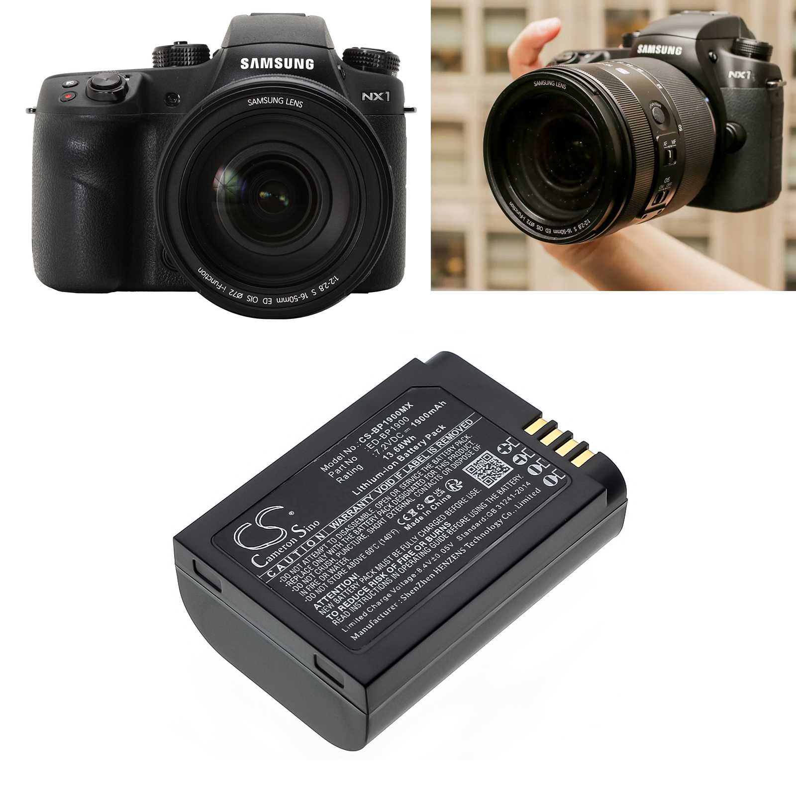 Samsung EV-NX1ZZZBMBUS Replacement Battery 7.2V 1900mAh