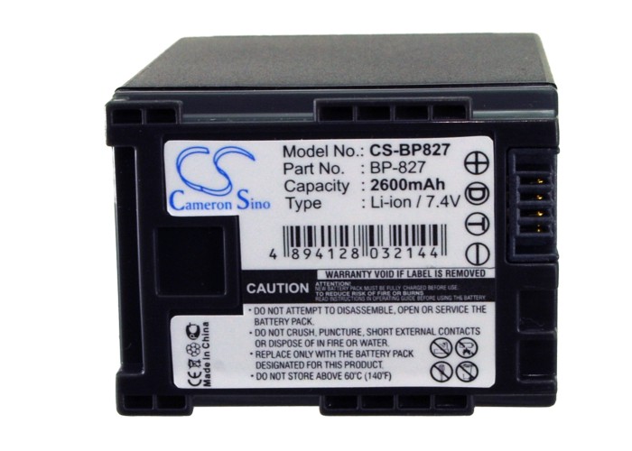 BP-827 Canon Replacement Battery 7.4V 2600mAh