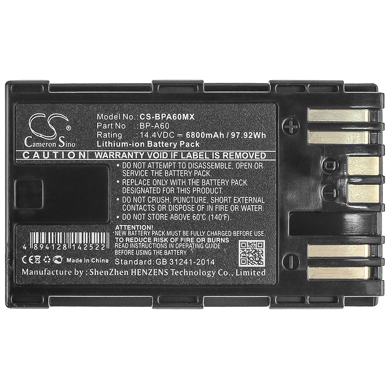 Canon BP-A60 EOS Series Replacement Battery 6800mAh
