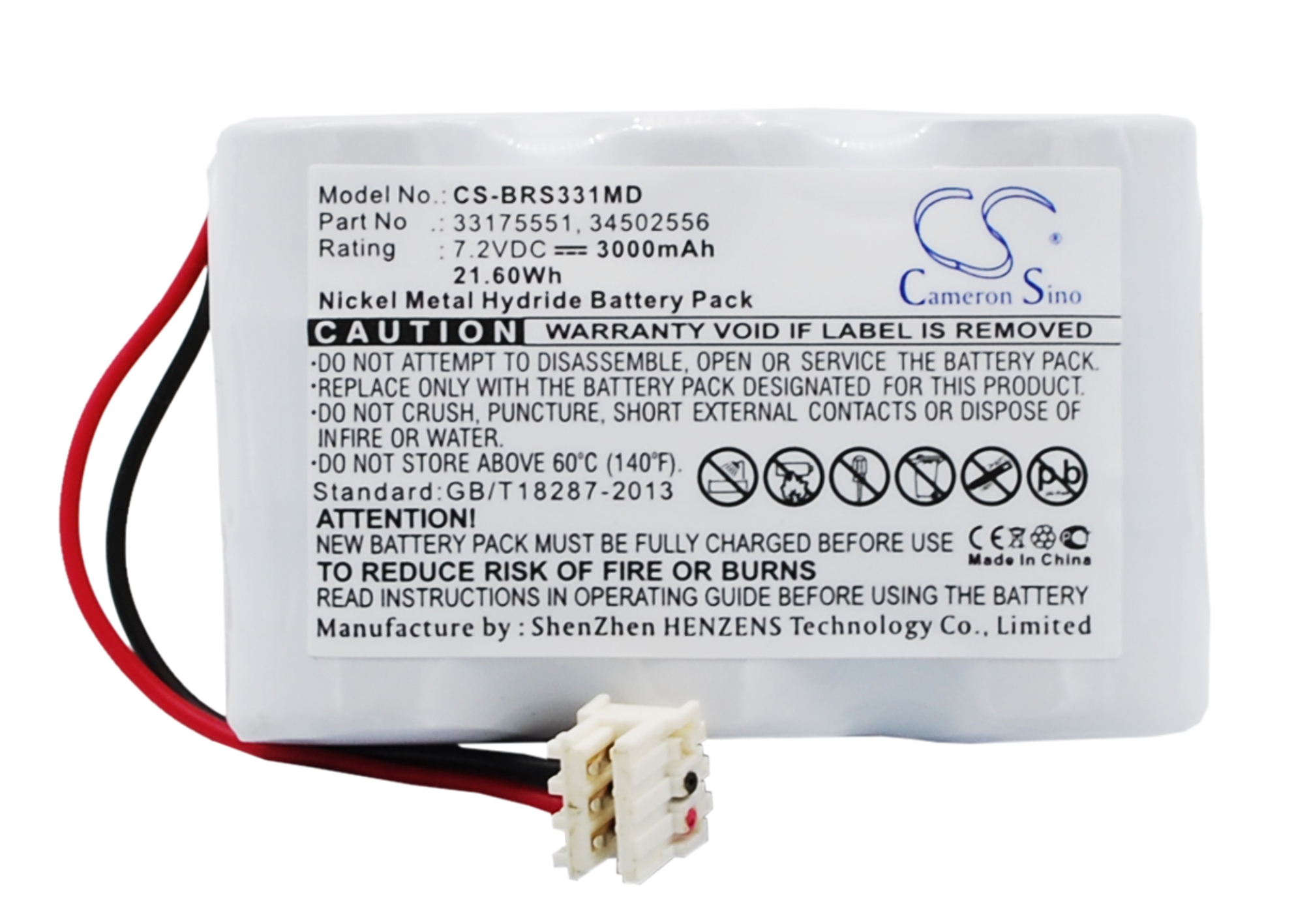 Braun 33175551 34502556 Replacement Battery 7.2V 3000mAh