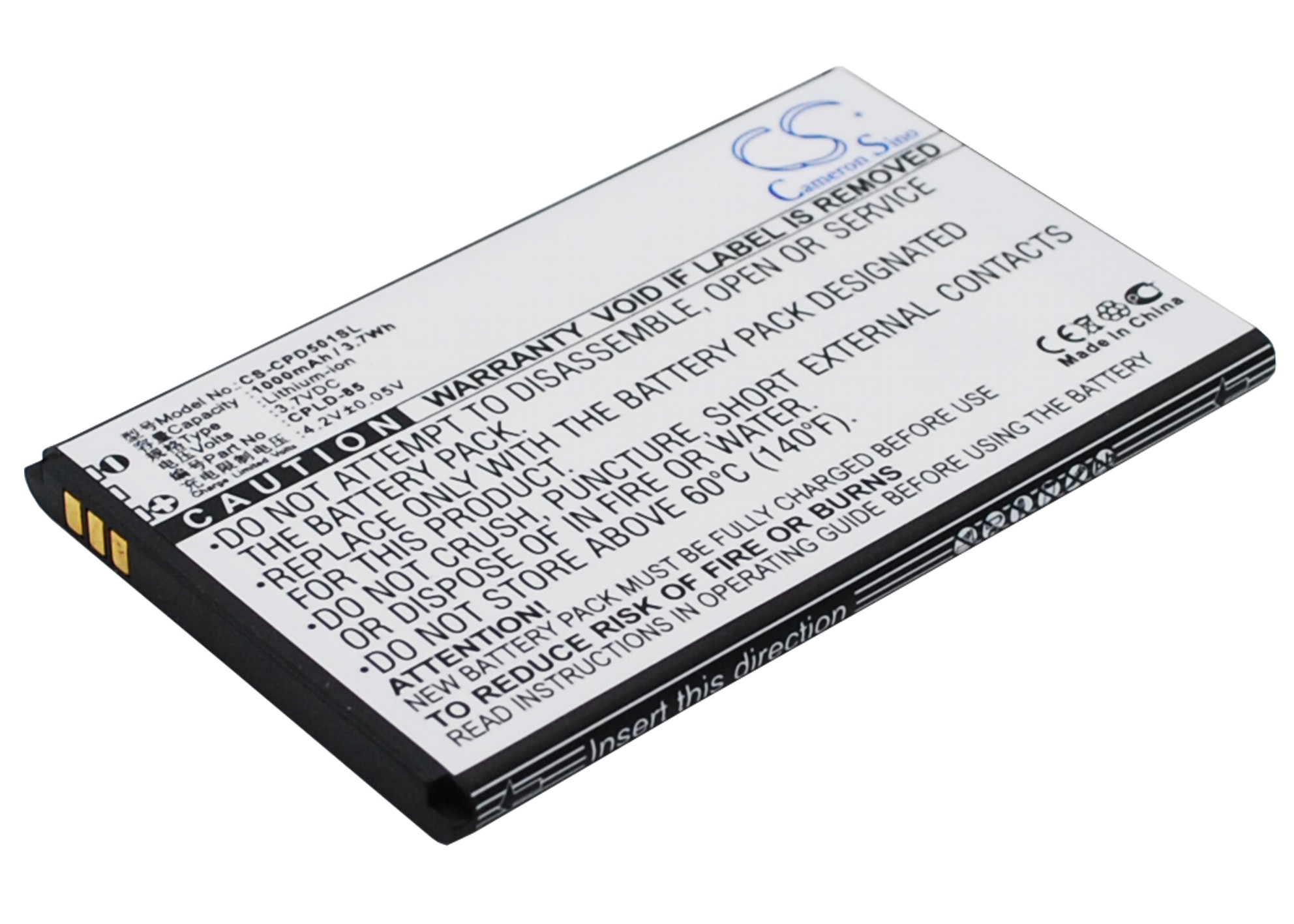 Coolpad 5010 CPLD-85 Replacement Battery 3.7V 1000mAh