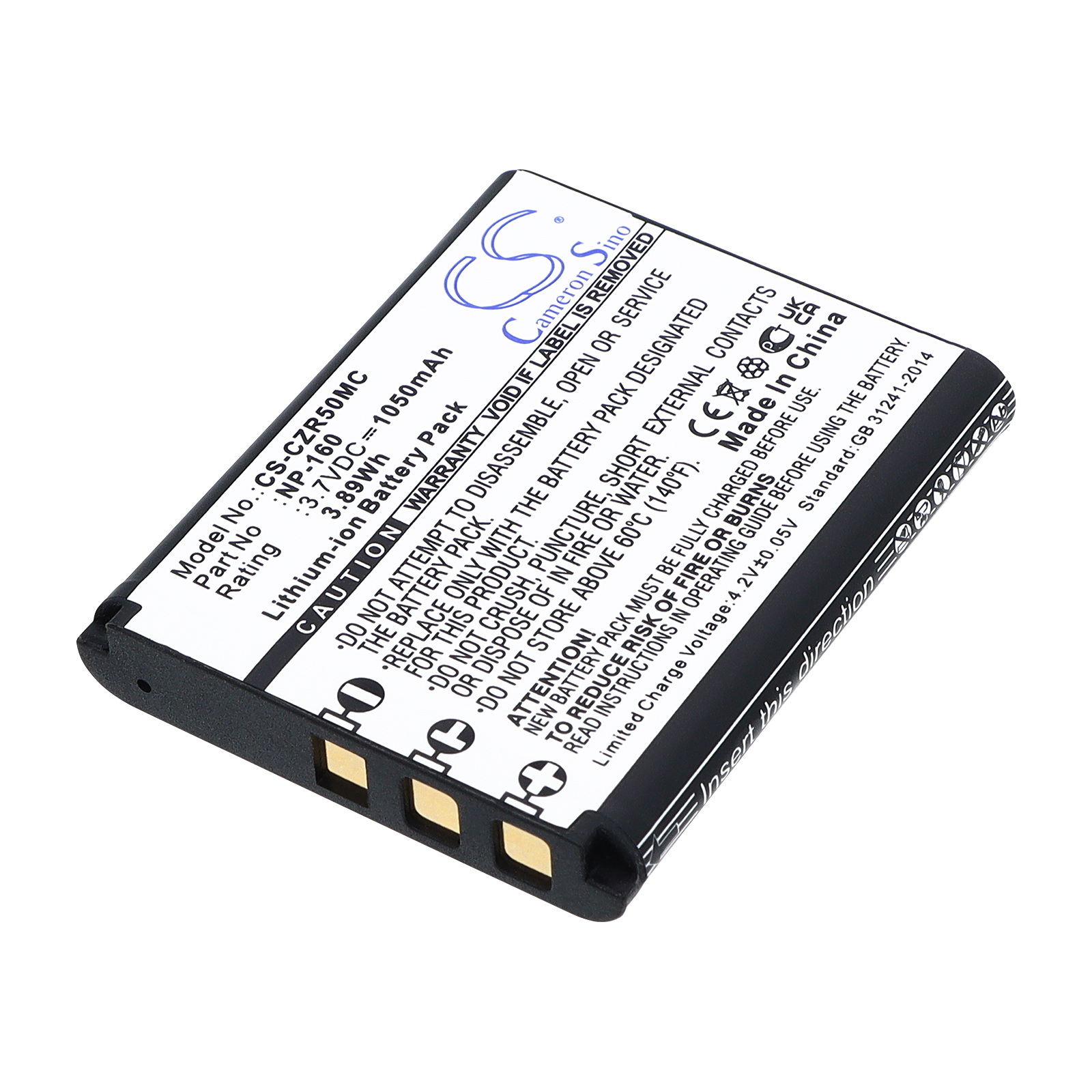 Casio NP-160 Digital Camera Replacement Battery 3.7V 1050mAh