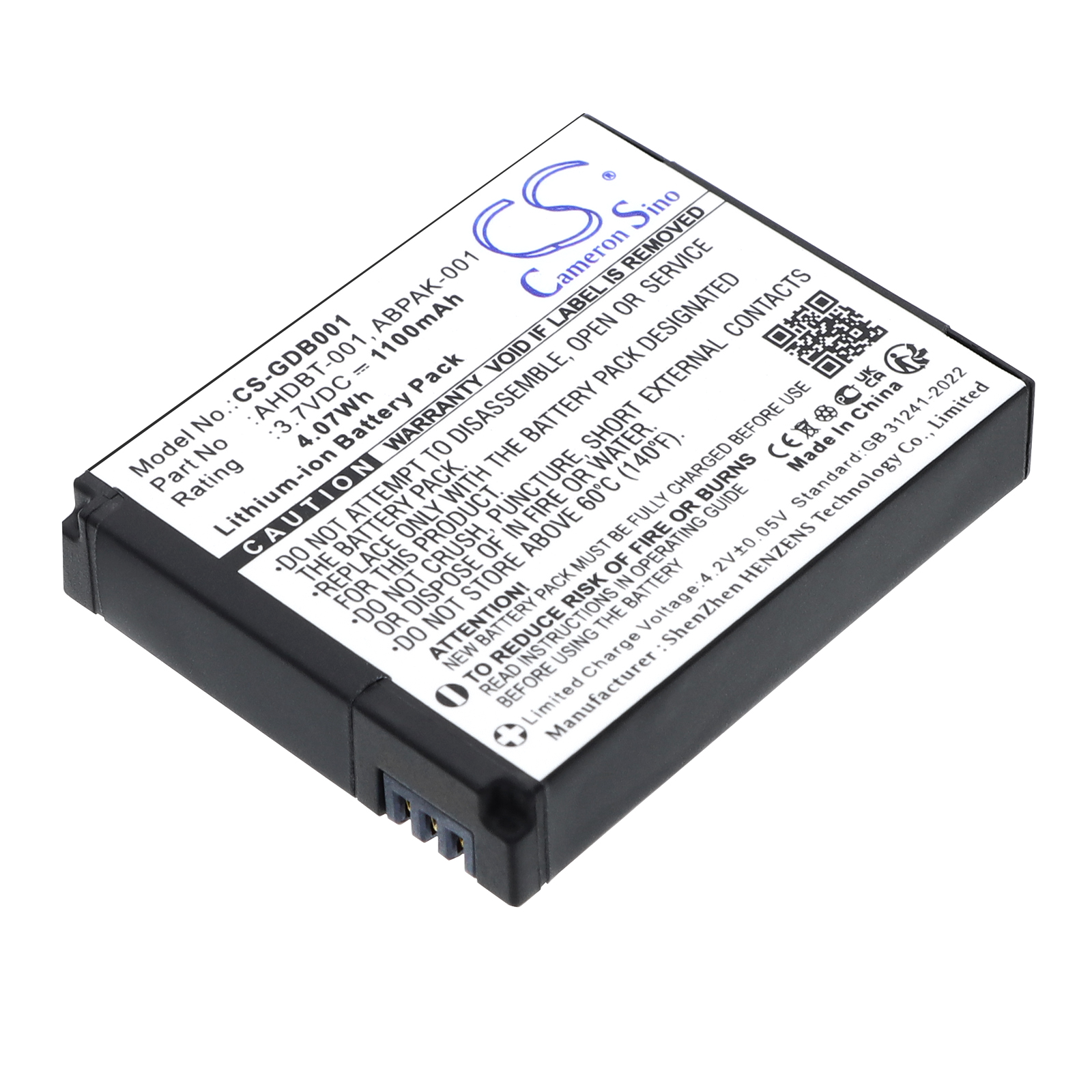 Gopro HD Helmet Hero HD Hero Digital Camera Replacement Battery 3.7V 1100mAh