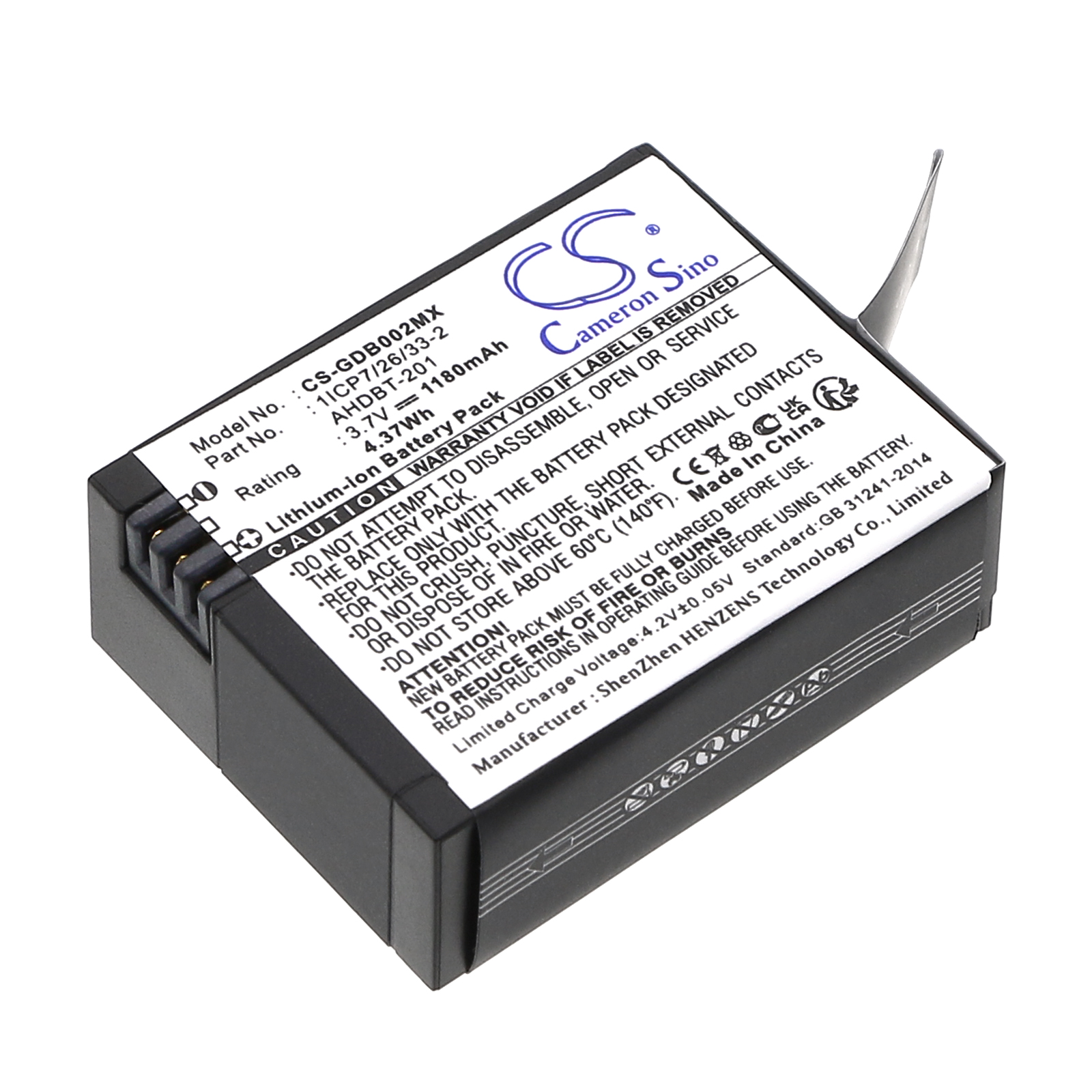 Giroptic GoPro Hero 03 Replacement Battery 3.7V 1180mAh