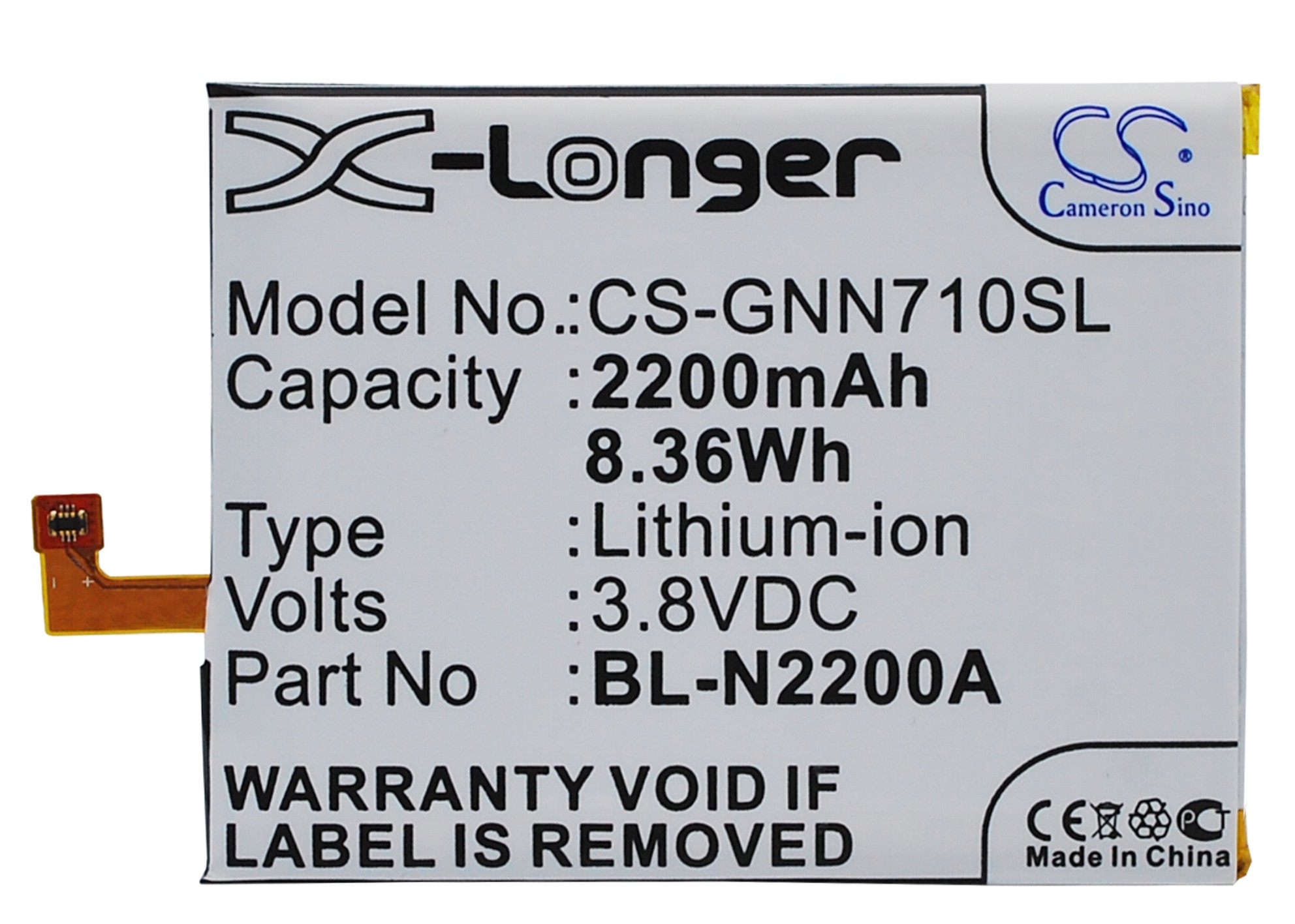 GIONEE E7 Mini BL-N2200A Replacement Battery 3.8V 2200mAh