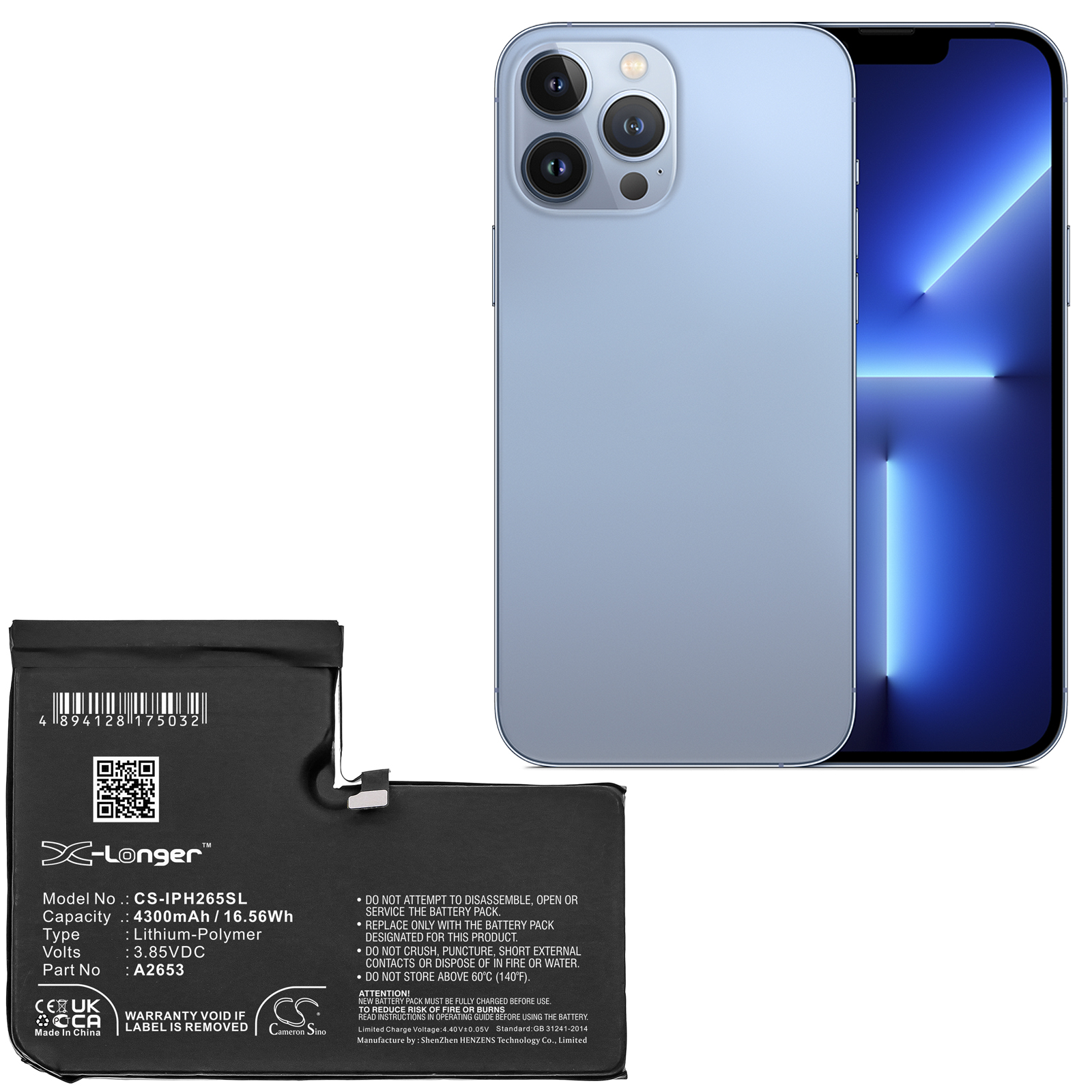 13 PRO MAX BATTERY MAH Apple A2645 Replacement Battery