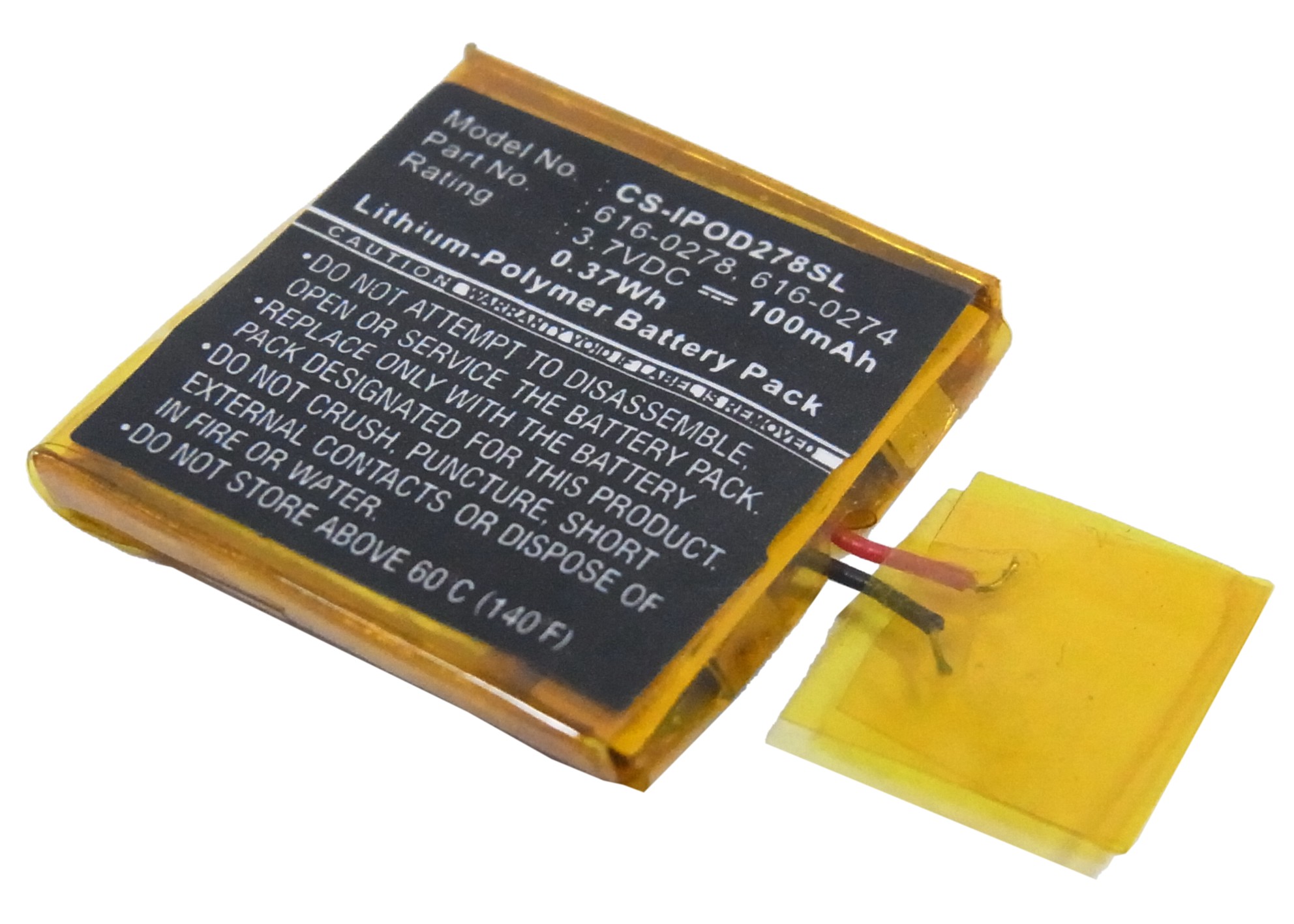 Apple iPOD Shuffle G2 1GB Replacement Battery 3.7V 100mAh