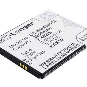 KAZAM Trooper X5.0 KAX50 KAX50-XJFAL009330 Replacement Battery 2000mAh