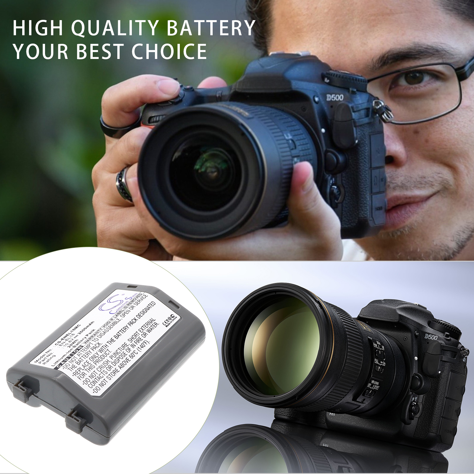 Nikon EN-EL18 Digital Camera Replacement Battery 2600mAh