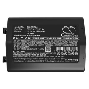 Nikon D2H D2Hs D2X D2Xs D3 D3S D3X F6 EN-EL4 Replacement Battery 1800mAh