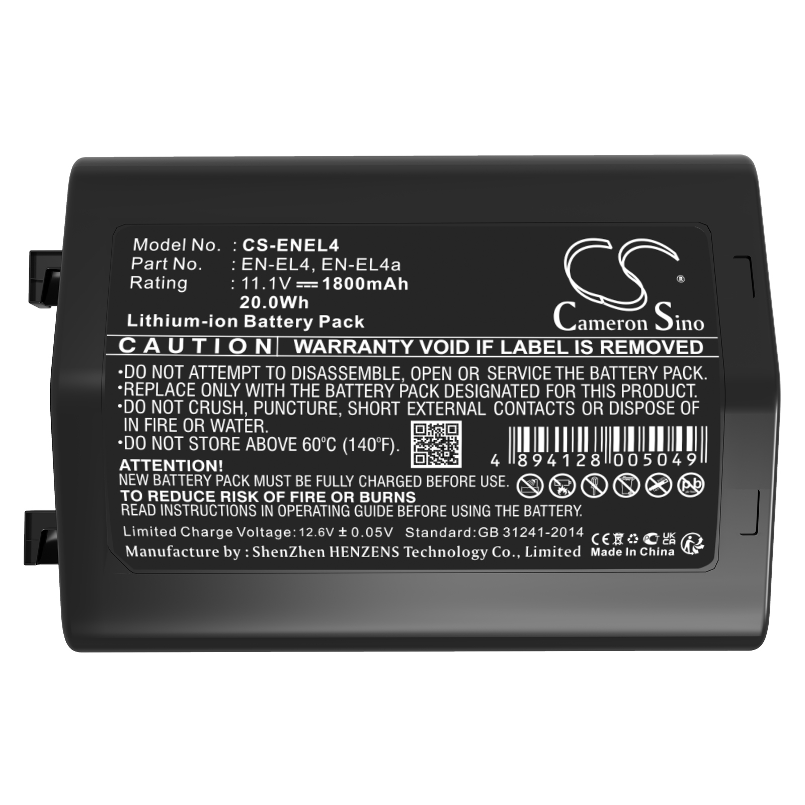 NIKON EN-EL4 BATTERY Replacement Battery 11.1V 1800mAh