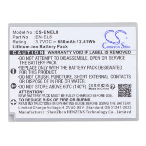 Nikon EN-EL8 Coolpix Series Replacement Battery 650mAh