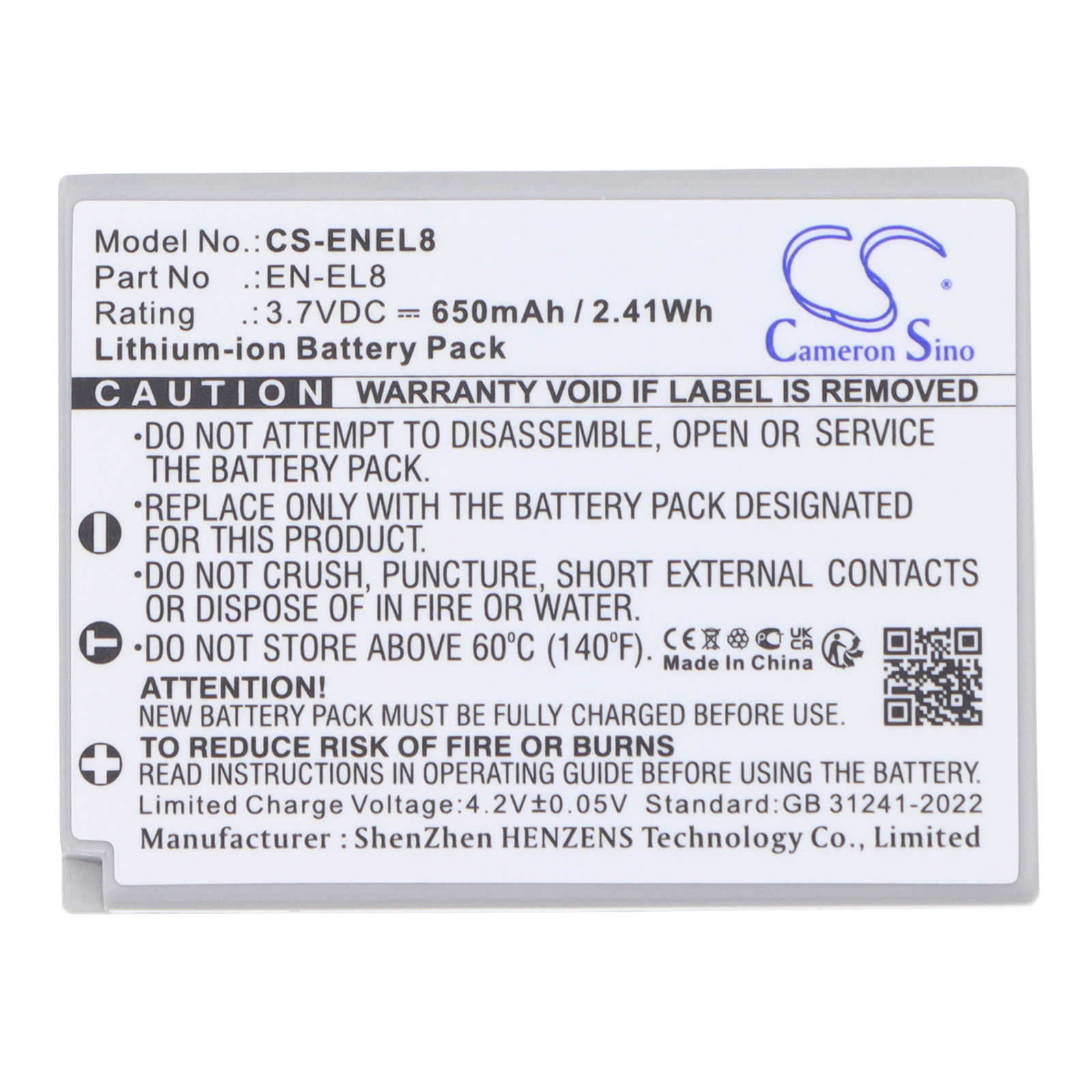 Nikon EN-EL8 Coolpix Series Replacement Battery 650mAh