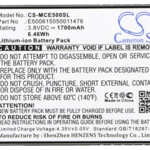 Mobistel Cynus E5 E500615050011476 Replacement Battery 3.8V 1700mAh