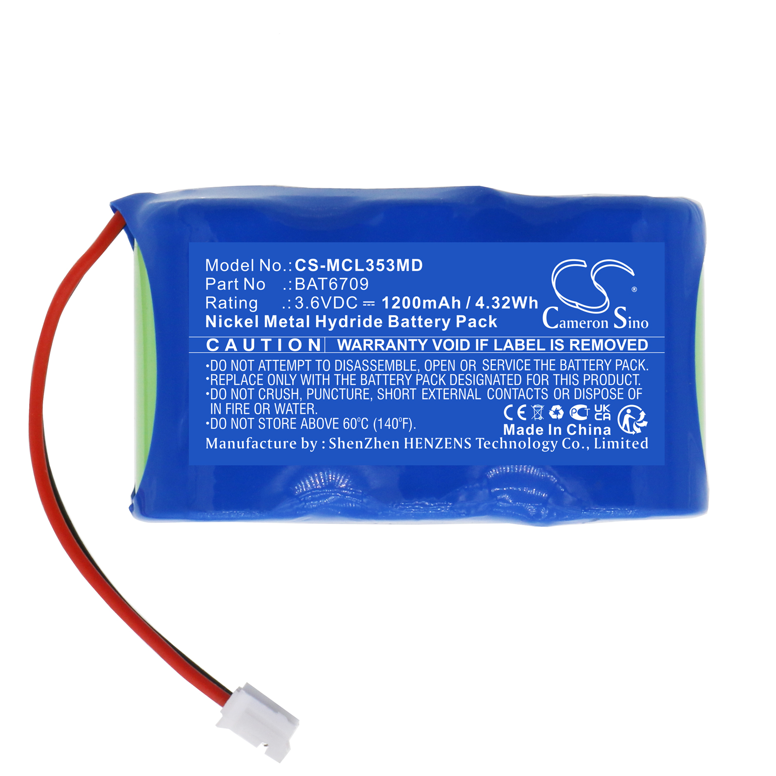 Micro Medical BAT6709 Replacement Battery 3.6V 1200mAh