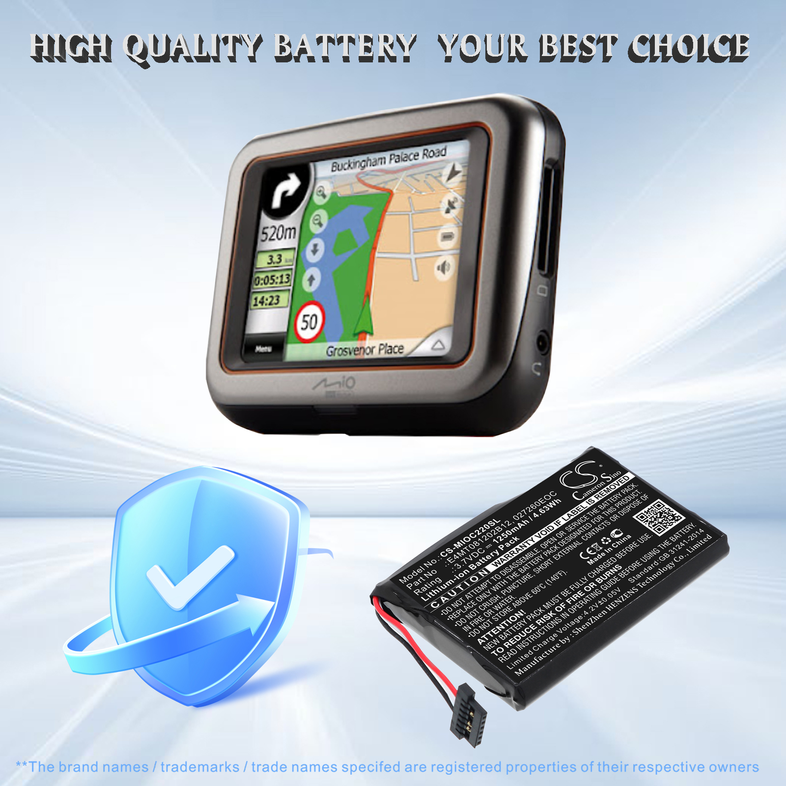 CS MIOC220SL CLARION Replacement Battery 3.7V 1250mAh