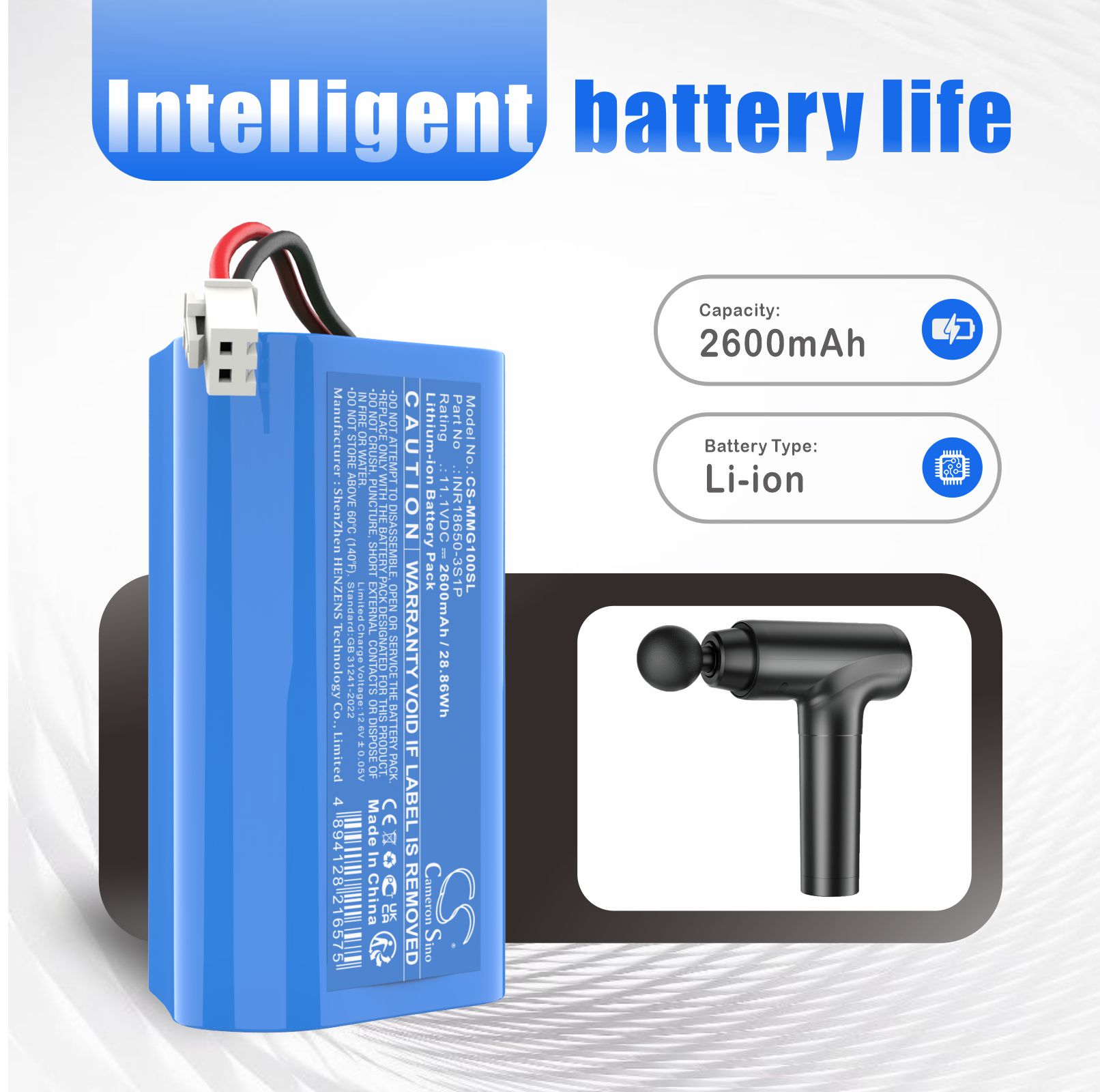 MASSAGE GUN MODEL 18650 BATTERY REPLACEMENT Muscle Replacement Battery