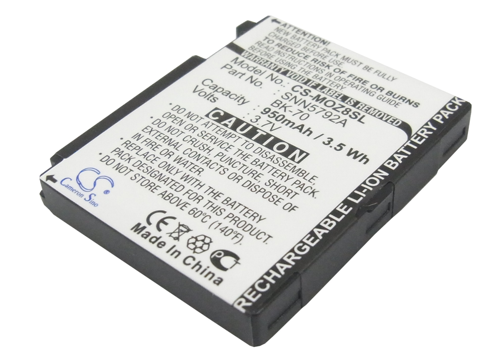 MOTOROLA BK70 BATTERY Replacement Battery 3.7V 950mAh