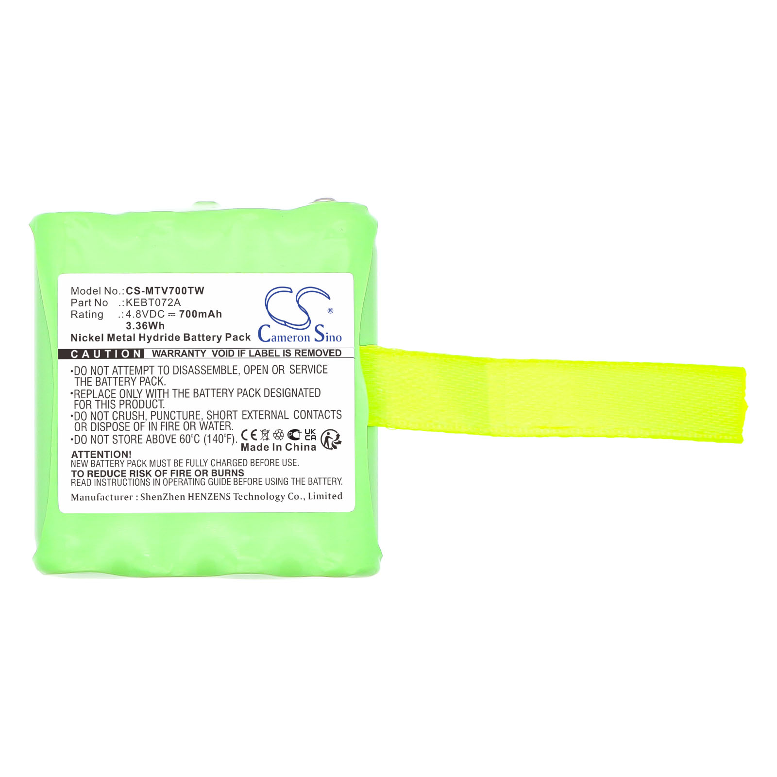 KEBT 072 A BATTERY Motorola Replacement Battery 4.8V 700mAh