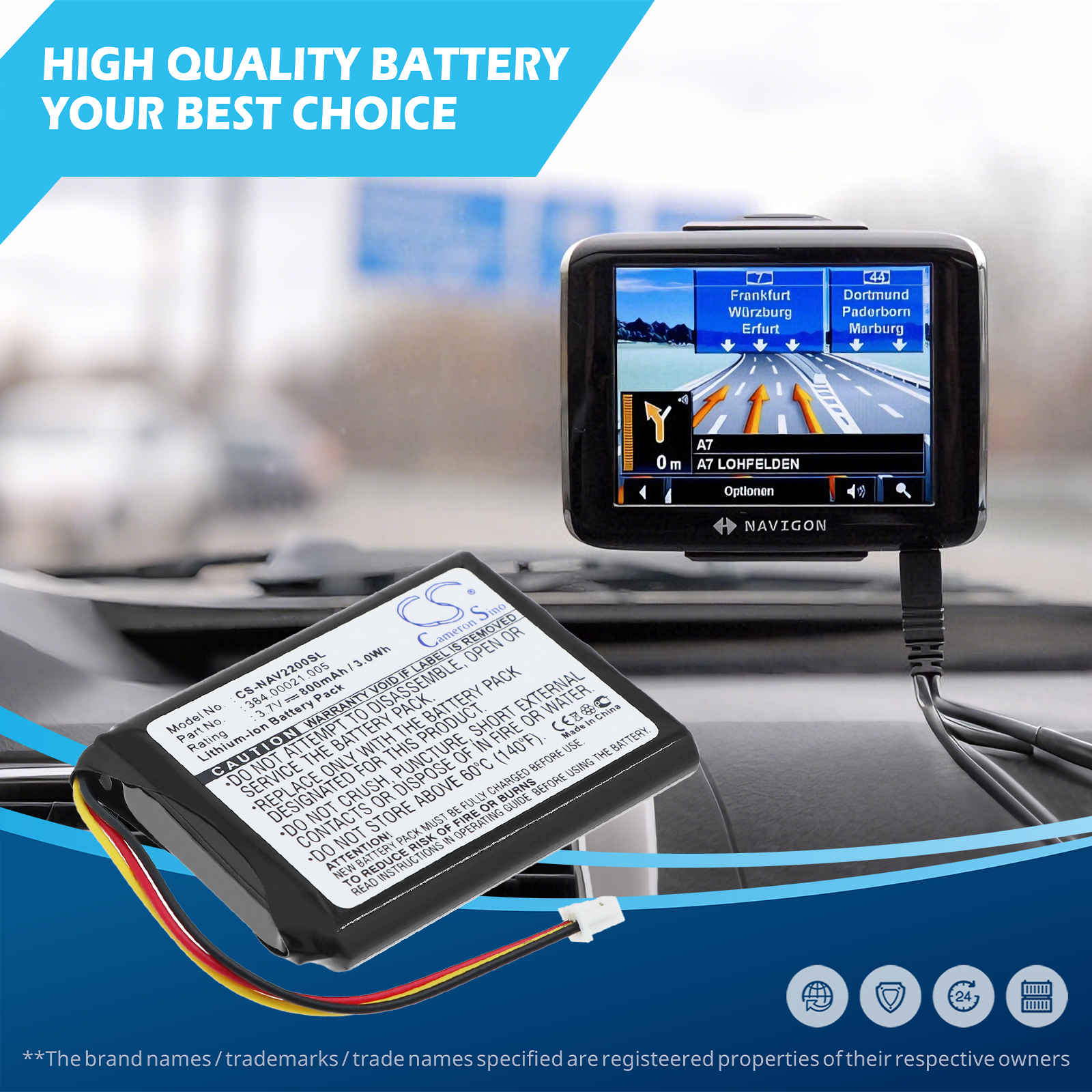 Navigon 2200 2210 Replacement Battery 3.7V 800mAh